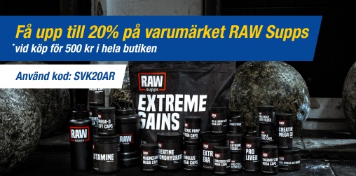 Handla fr 500 kr och f upp till 20% rabatt p RAW Supps med ko